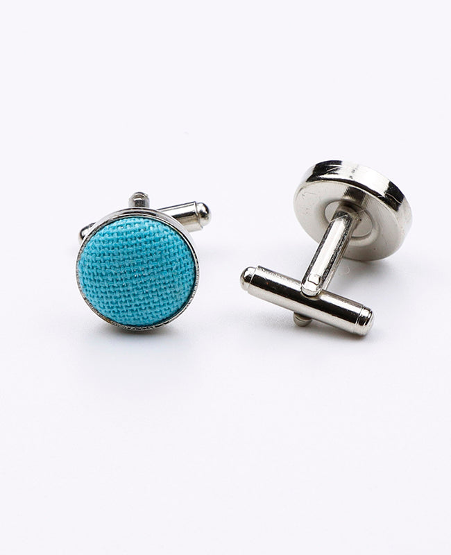 Boutons de Manchette Bleu n°1 en Lin | Basile - Unipap's