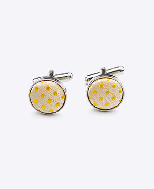Boutons de Manchette Jaune n°2 à Pois en Polyester «Louis»