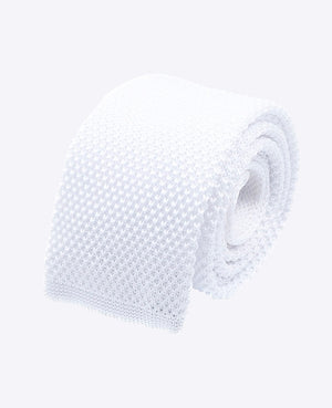 Cravate Blanc Homme en Tricot «Léon»