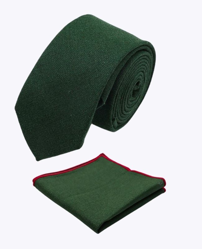 Solmio + Taskuhuivi Vihreä nro 2 Miehet Pellava "Basile"