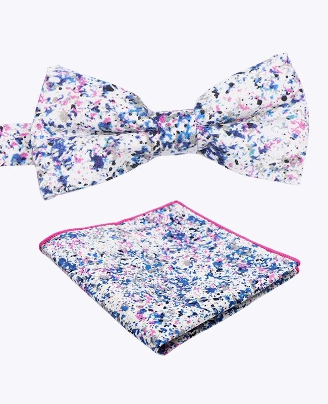 Noeud Papillon + Pochette de Costume Liberty Blanc n°1 Homme en Coton «Charles»