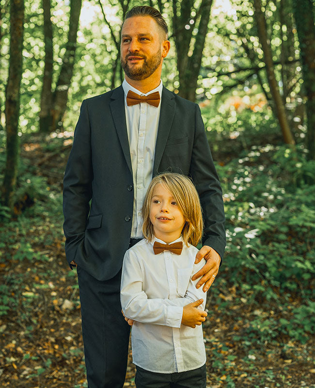 Noeud Papillon Marron n°1 en Lin «Basile»