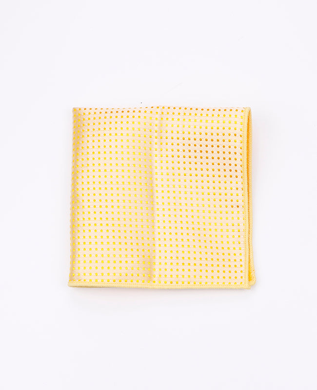 Keltainen polyesterinen pistekuvioinen «Louis»-taskuliina pukuun nro 2