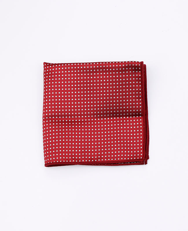 Pochette de Costume Rouge n°2 à Pois en Polyester «Louis»