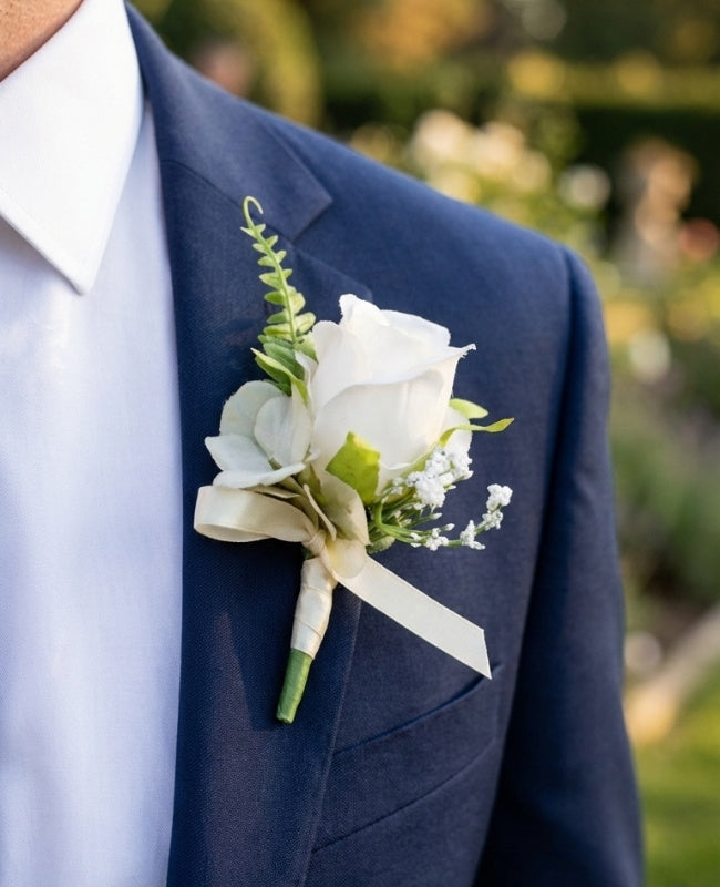 Boutonnière Fleur Beige Homme «Gabriel»