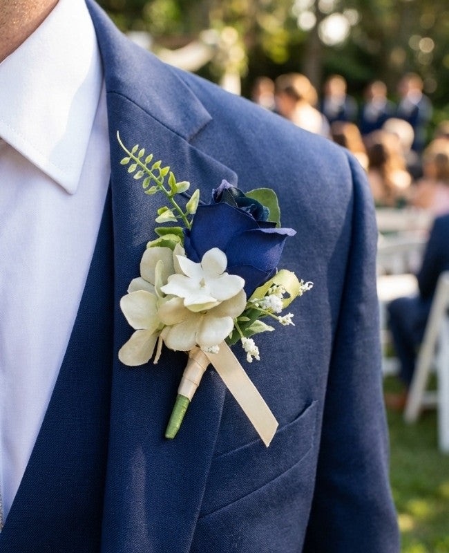 Boutonnière Fleur Bleu Homme «Gabriel»