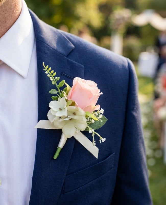 Boutonnière Fleur Rose Homme «Gabriel»