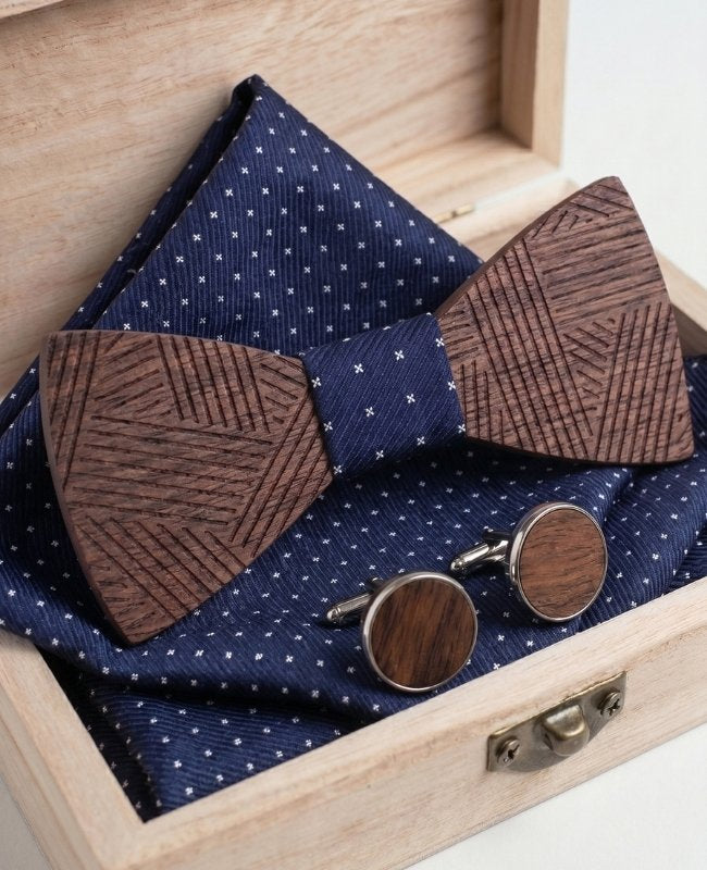 Puinen lahjapakkaus sininen rusetti miehet "Léandre"