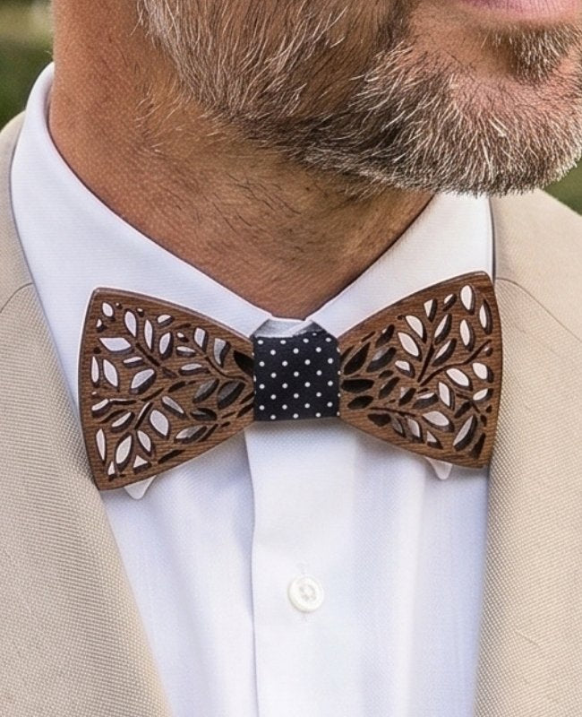 Coffret Noeud Papillon Noir Homme en Bois «Ulysse»