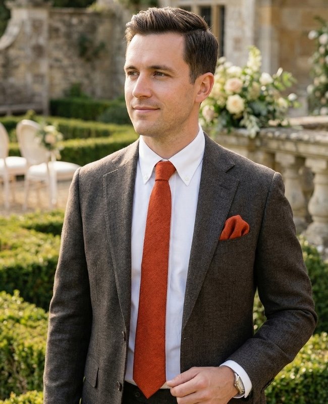 Cravate Terracotta n°2 Homme en Effet Velours «Simon»