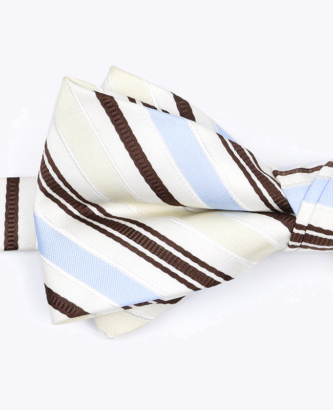 Noeud Papillon Blanc à Rayures Homme en Polyester «Edmond»