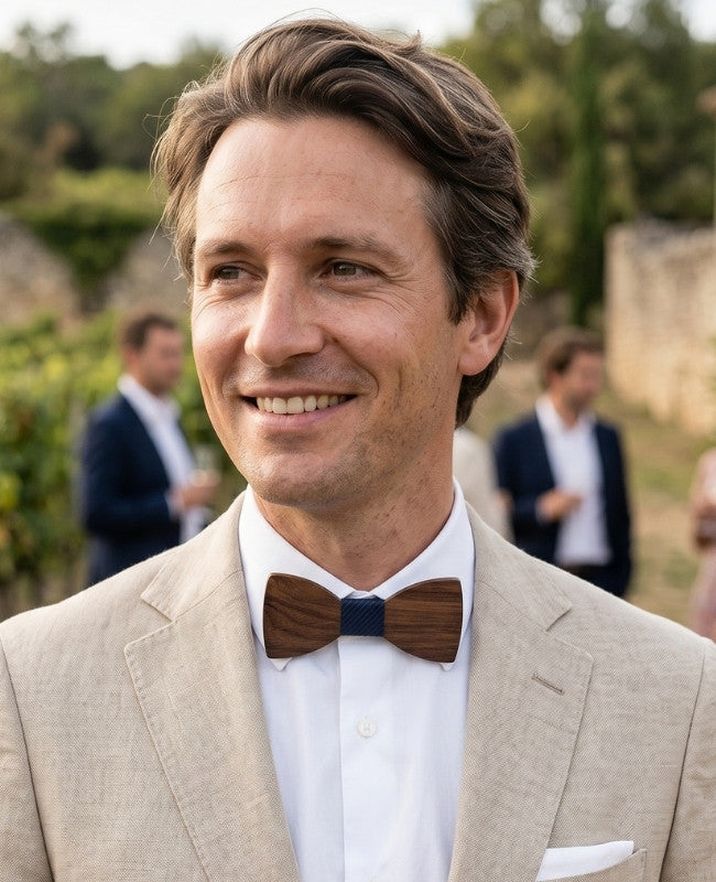 Noeud Papillon Bleu Homme en Bois «Ambroise»