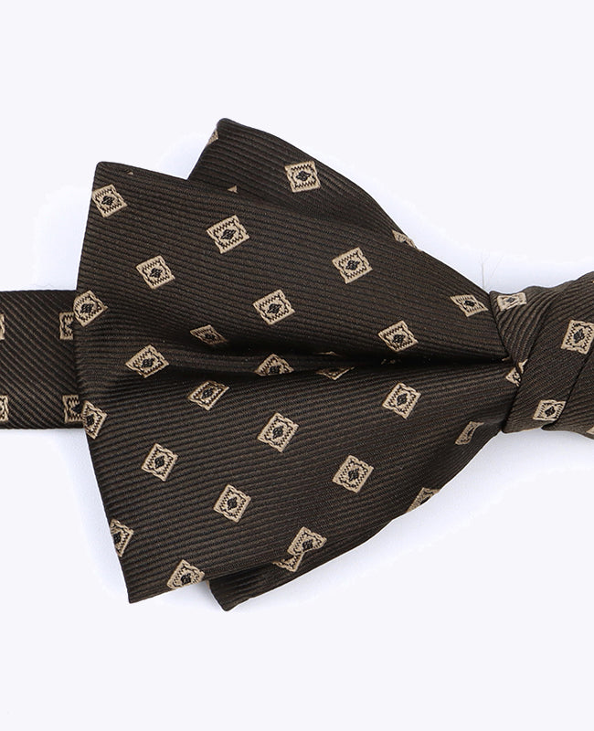 Noeud Papillon Marron n°2 à Motifs Homme en Polyester «Edmond»
