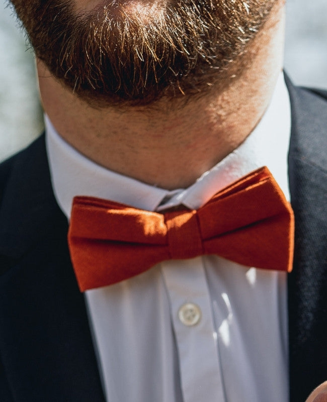 Noeud Papillon Terracotta n°2 Homme en Effet Velours «Simon»