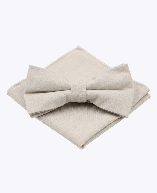 Rusetti + Taskuhuivi Beige nro 1 Miehet Puuvilla "Oscar"