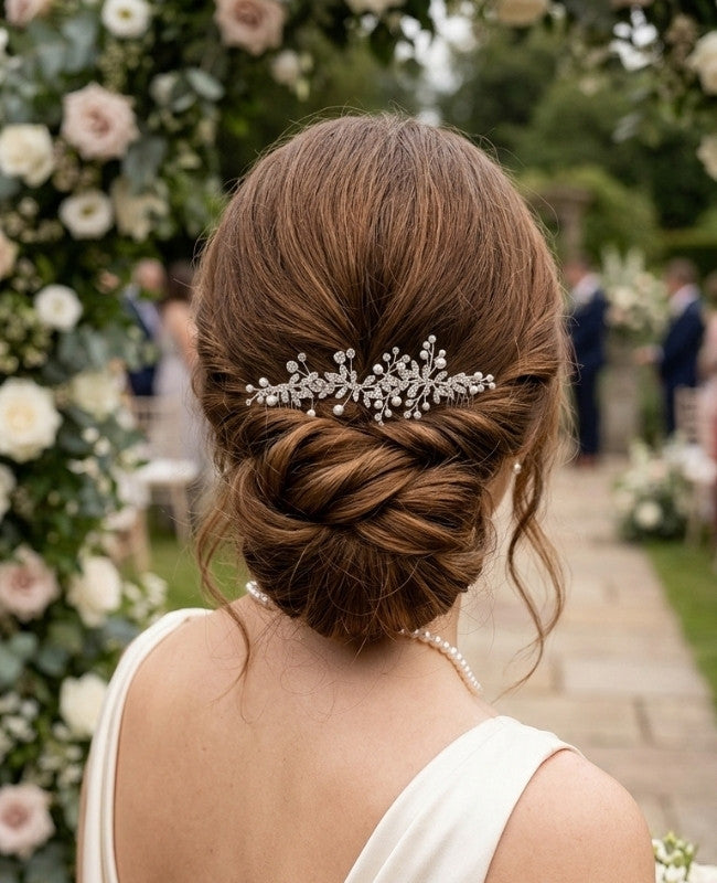 Peigne Fleuri Argent n°2 Femme «Élise»