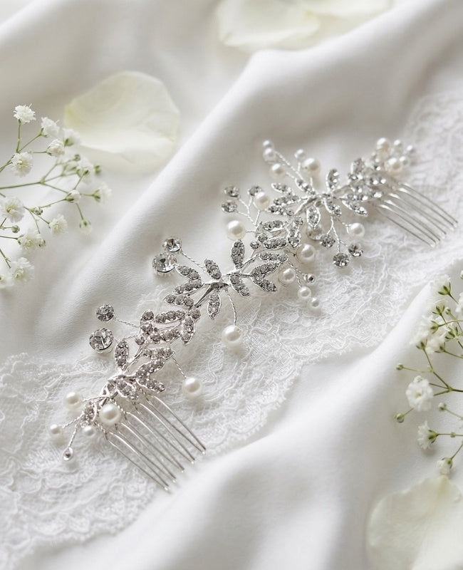 Peigne Fleuri Argent n°2 Femme «Élise»