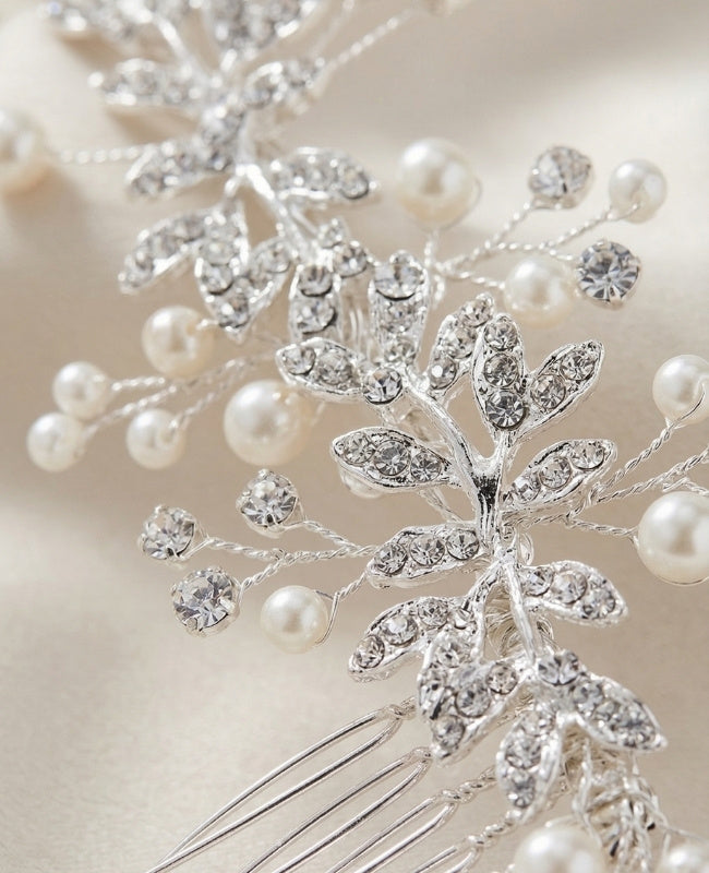 Peigne Fleuri Argent n°2 Femme «Élise»