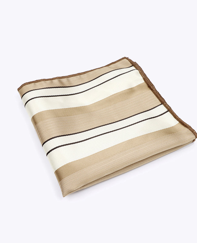 Taskuhuivi Beige nro 1 Raidallinen Polyesteri "Edmond"
