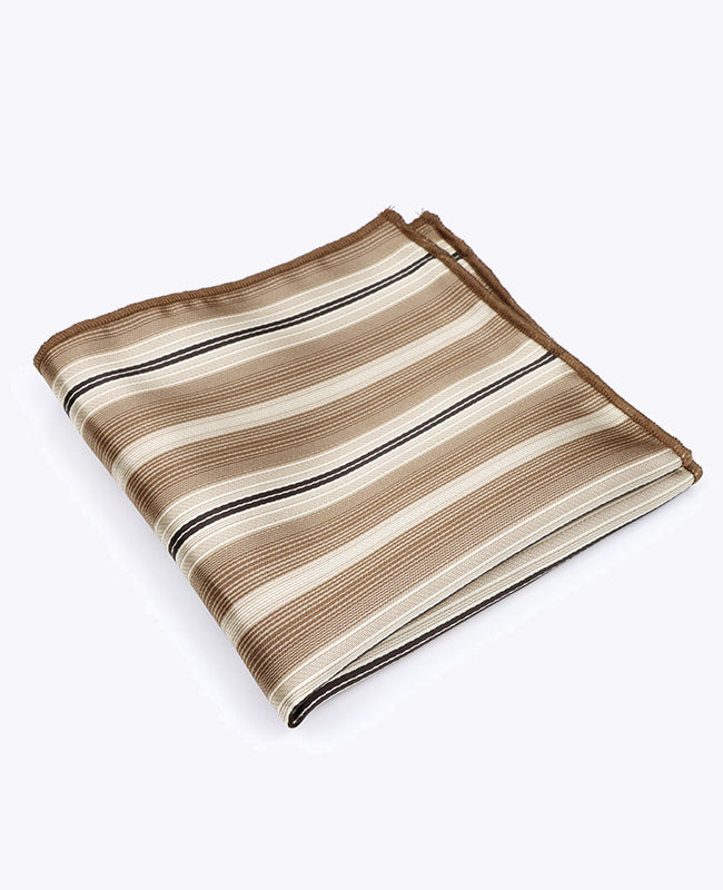Taskuhuivi Beige nro 2 Raidallinen Polyesteri "Edmond"