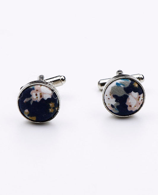 Boutons de Manchette Liberty Bleu n°5 en Coton | Charles - Unipap's